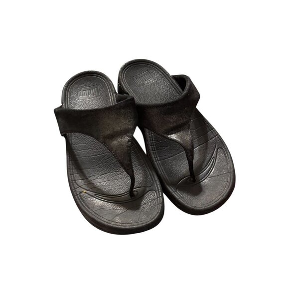 Fitflop Womens Black Thong Sandals Slip-On Comfort Shoes Size US 7 fair cond. - Picture 1 of 10